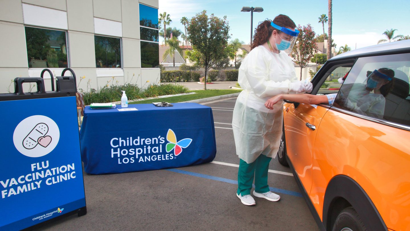 Children’s Hospital Los Angeles holds drive-thru flu vaccination clinic in Valencia