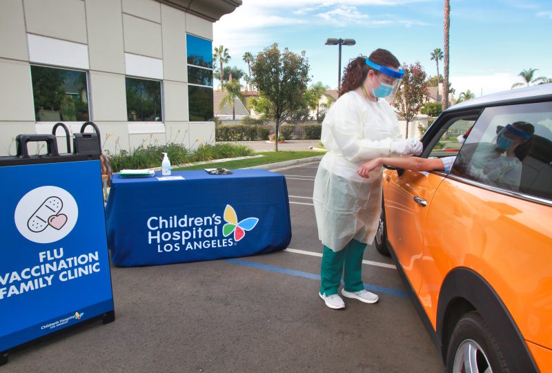 Children’s Hospital Los Angeles holds drive-thru flu vaccination clinic in Valencia